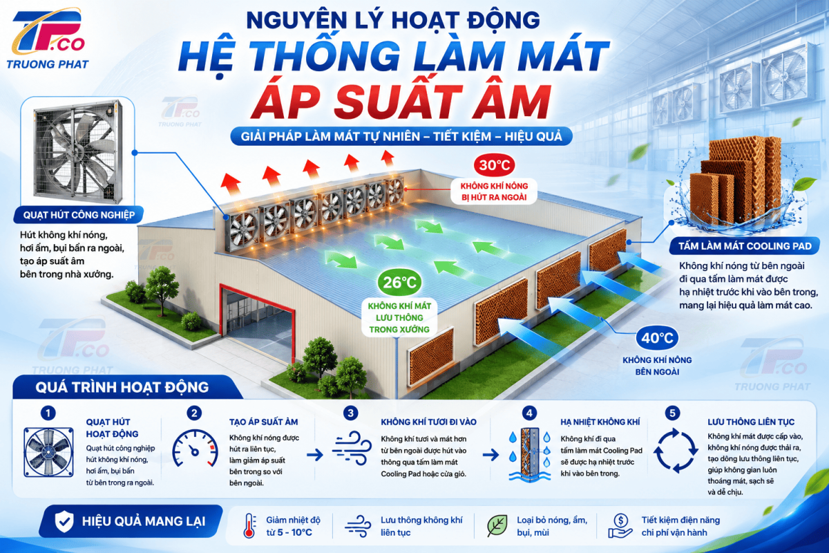 Nguyên lí hoạt động hệ thống làm mát áp suất âm