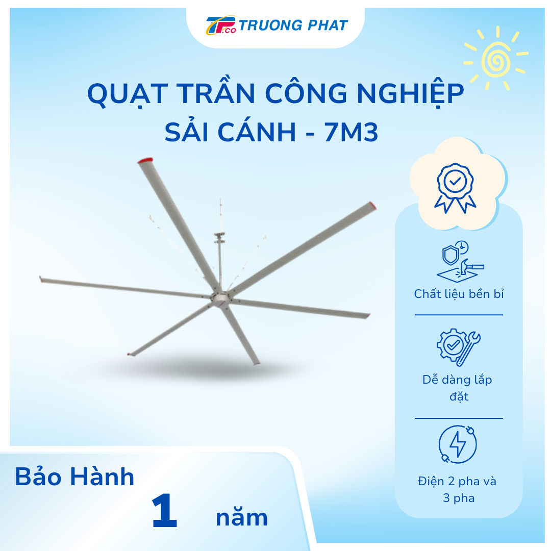 Quạt Trần Công Nghiệp Sải Cánh 7m3