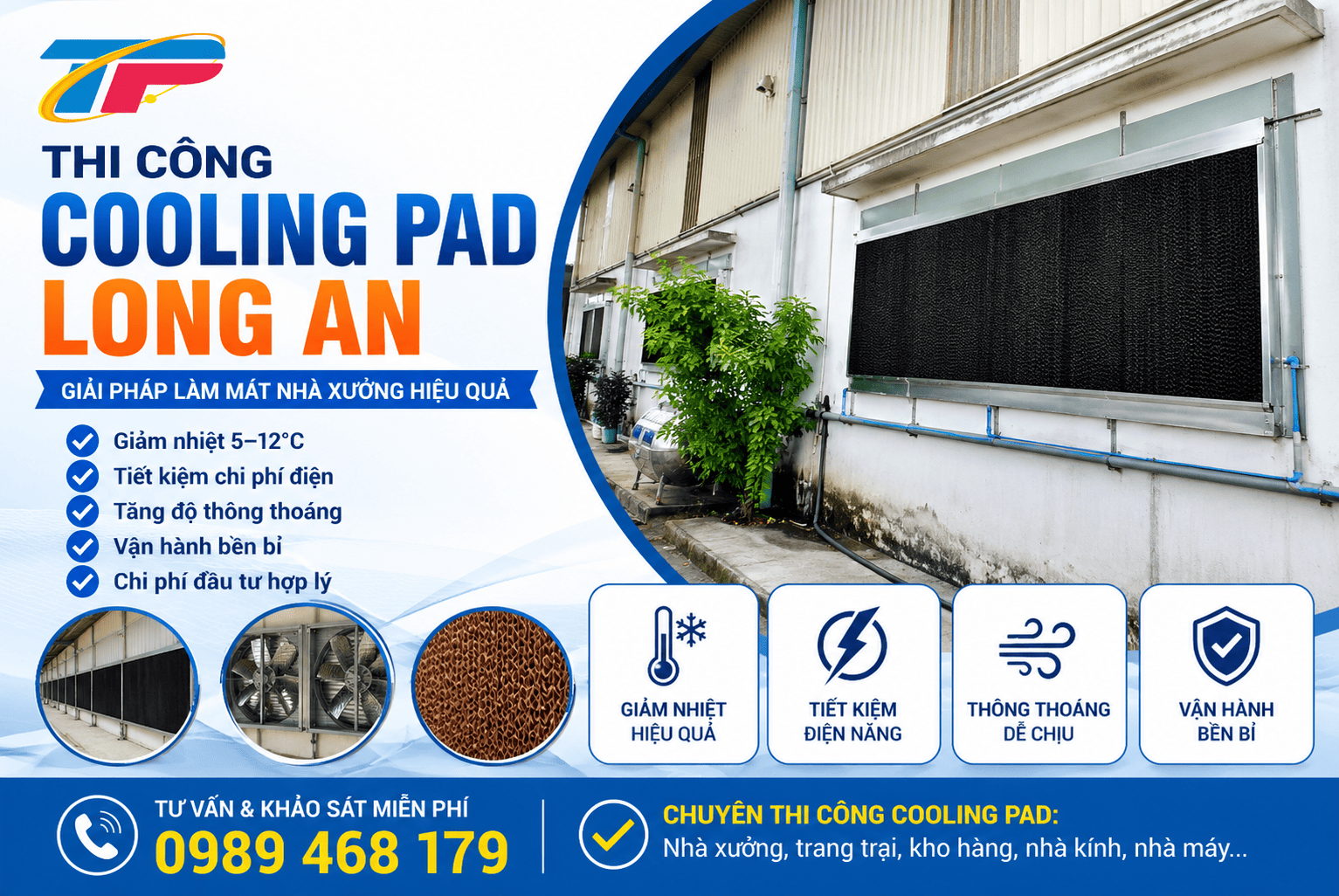 Thi công tấm cooling pad tại Long An