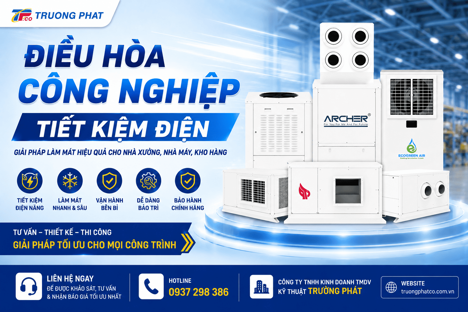 Điều Hòa Công Nghiệp Tiết Kiệm Điện Nhà Xưởng