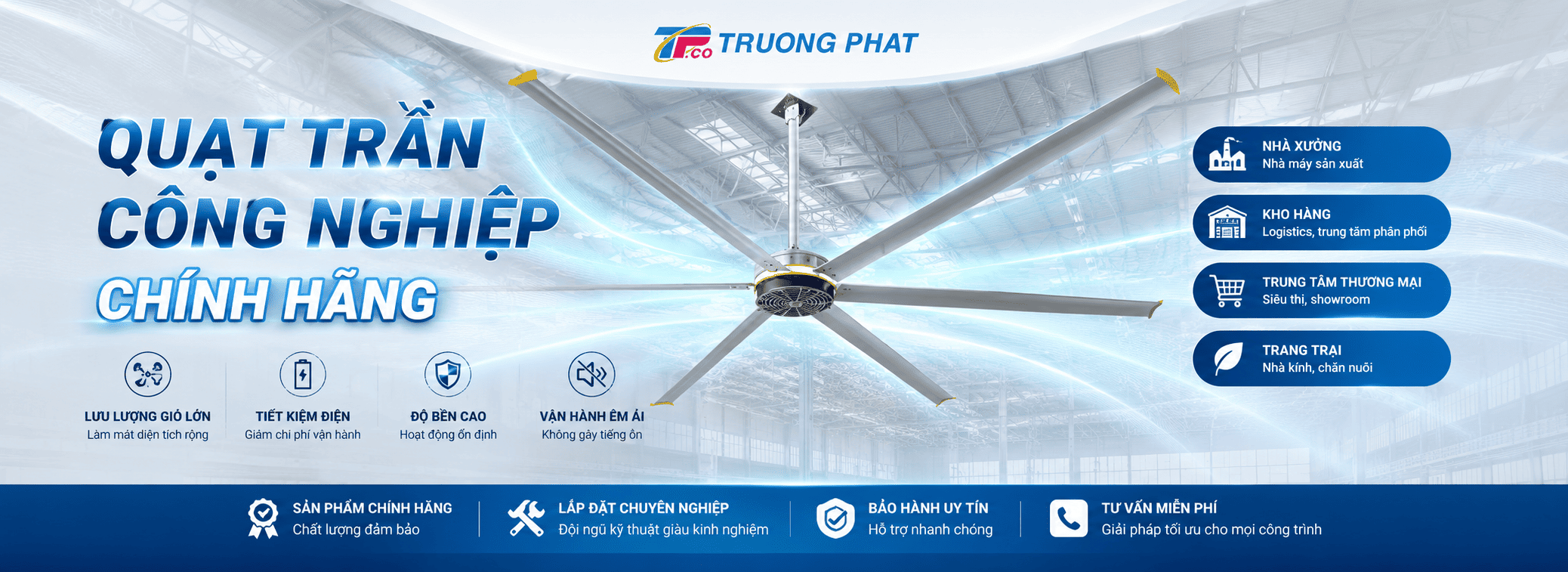 Quạt trần công nghiệp chính hãng