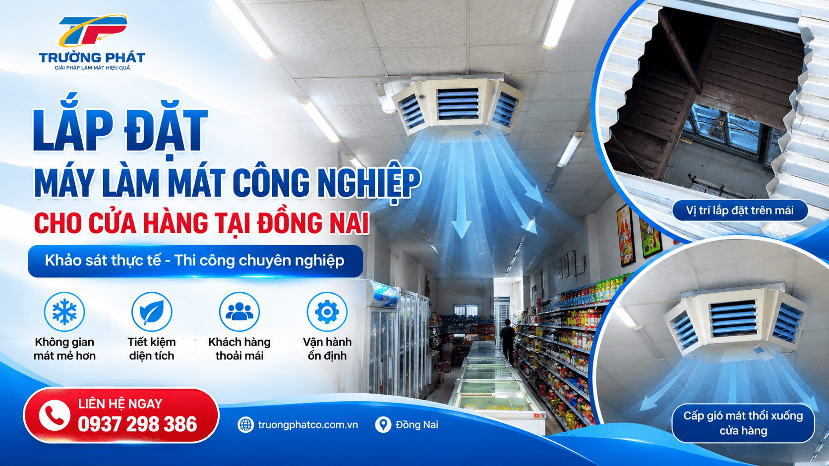 Lắp Đặt Máy Làm Mát Công Nghiệp Thổi Xuống Cho Cửa Hàng Tại Đồng Nai